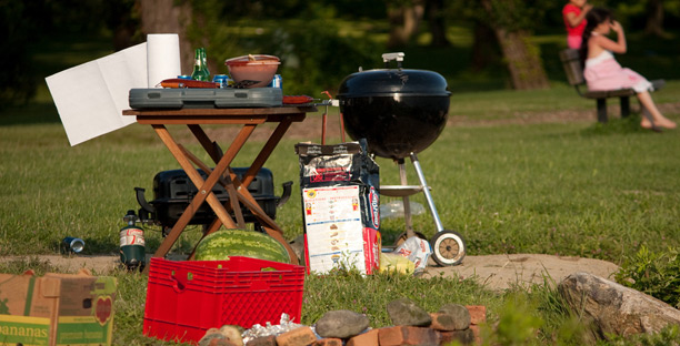 Nowadays, you can bank from anywhere, even when you're at the grill, cooking up some burgers and hot dogs.